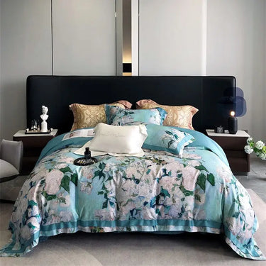 Premium Flower European Digital Printing Egyptian Cotton 1000TC Bedding Set